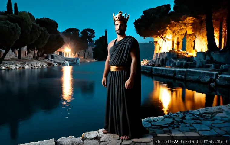 하데스와 저승 이야기 - Photorealistic cinematic scene of Hades, dignified ancient Greek ruler of the underworld in a dark c...
